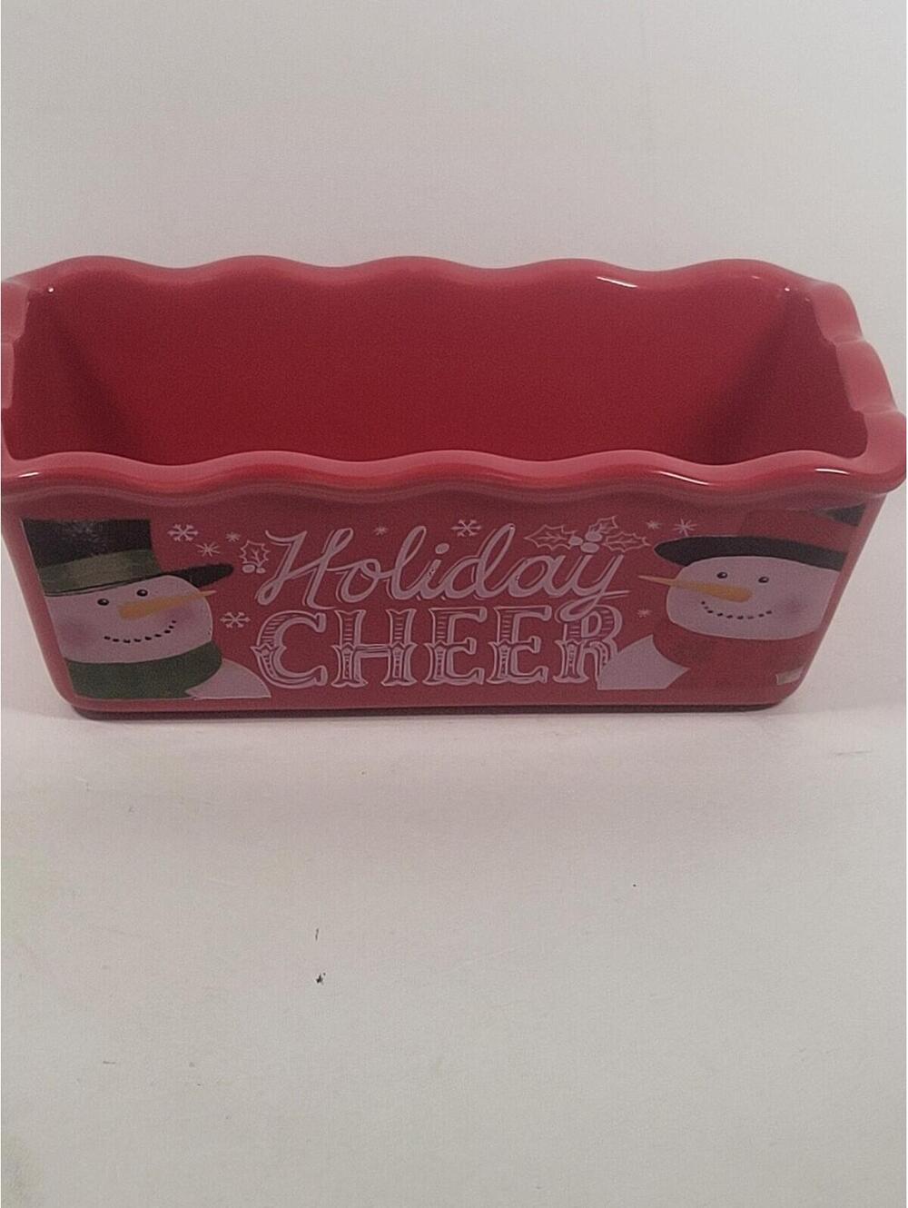 Nantucket Stoneware Mini Loaf Pan Holiday Cheer Design